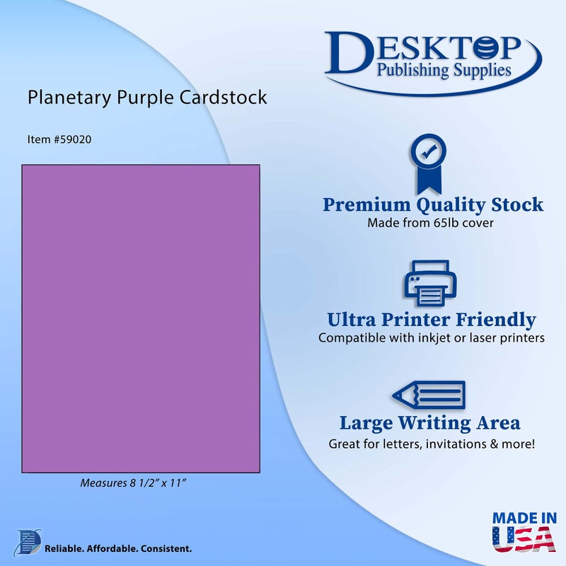 Desktop Publishing Supplies 65lb Cover Purple Cardstock Paper - 8.5 x 11 inch - 25 Sheets - Image 2